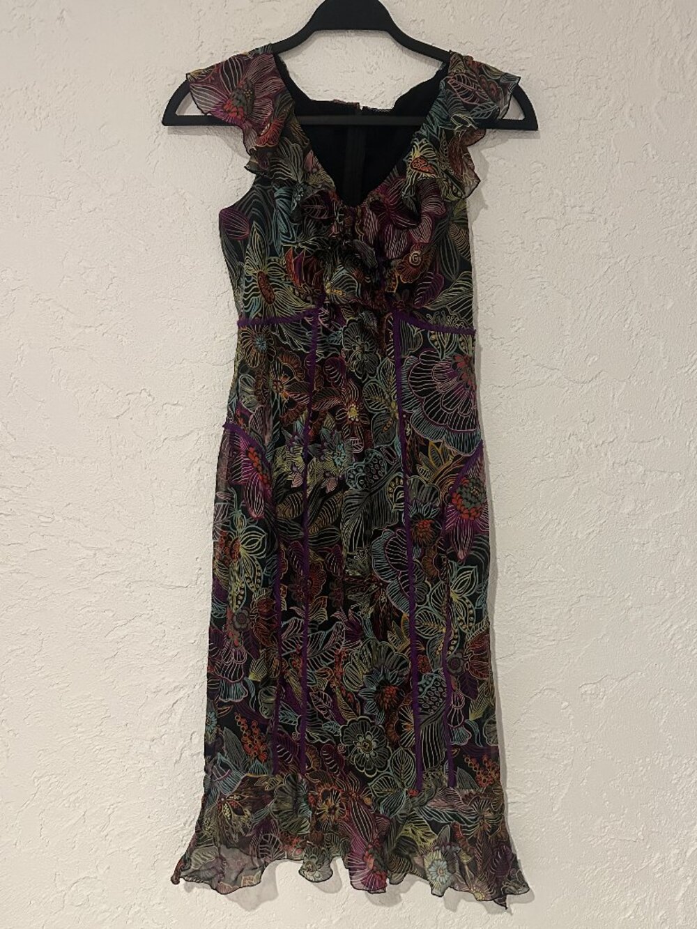 Floral Ruffle Midi Dress in Multi-Color - Picture 2 of 11